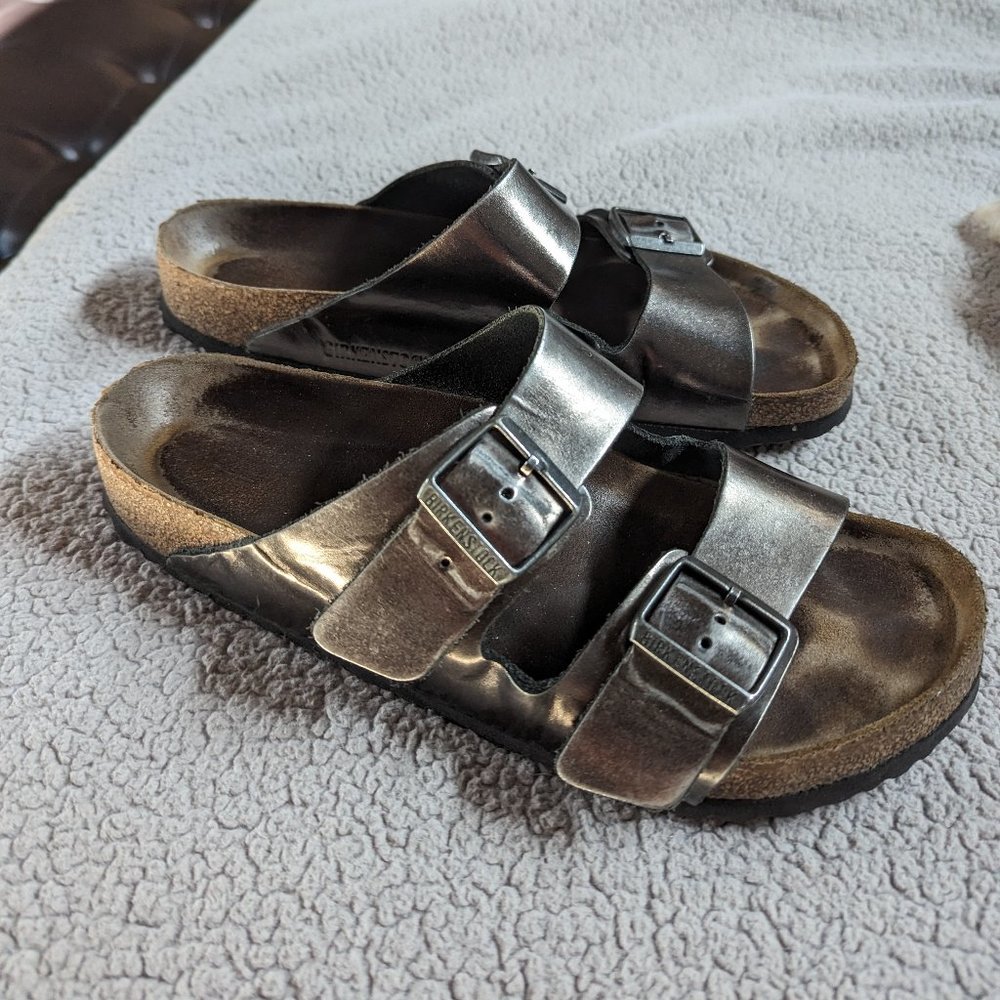 birkenstock metallic anthracite arizona